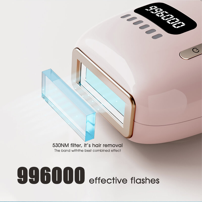 Boi 996,000 Flashes Quiet Travel Portable Mini 6-Level Home USB Cable Body Laser Hair Removal Supports APP Control IPL Epilator