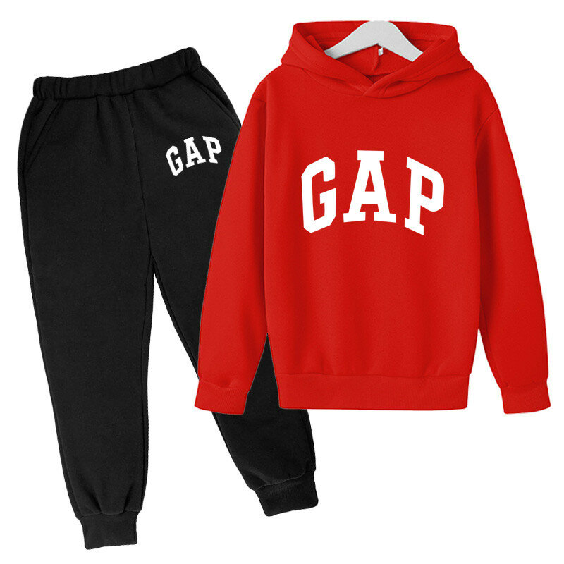 Trendy Brand Printed 2-piece Sports Jumpsuit, Children's Hoodie and Pants, Casual GAP-for Boys and Girls, New Spring and Autumn