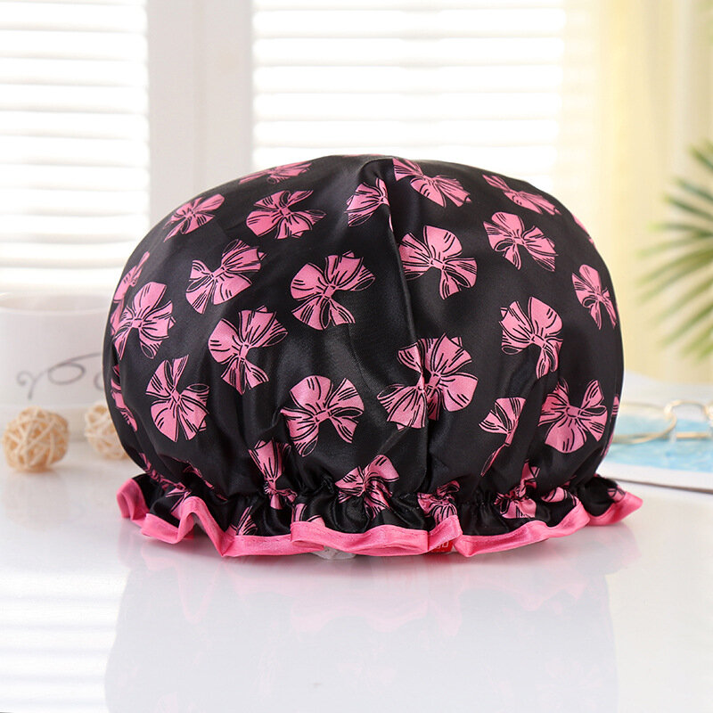 Simple and modern colorful light luxury thick satin women's shower cap wig waterproof shower cap bathroom supplies high quality