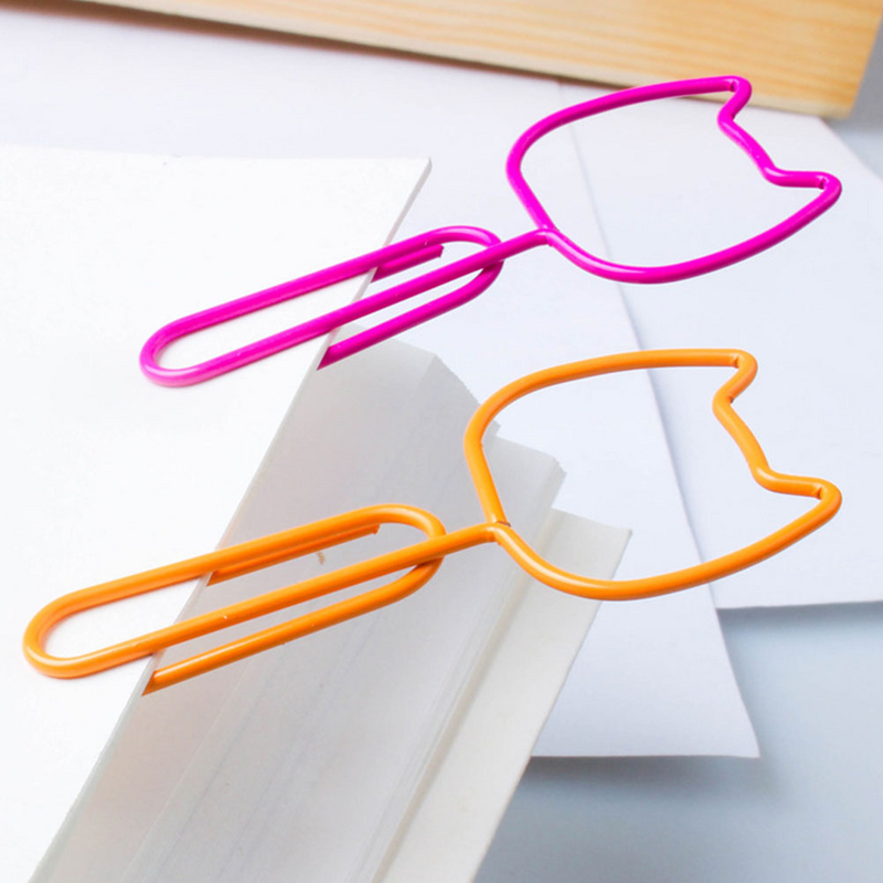 20 pces cartoon cat forma clipes de papel criativo clipes (cor aleatória)