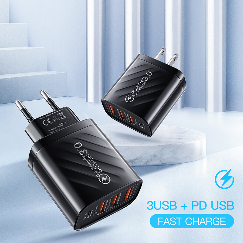 48ワットusb充電器タイプc急速充電器3.0 iphoneサムスンxiaomi mi huawei社の携帯電話の充電器旅行アダプター高速充電