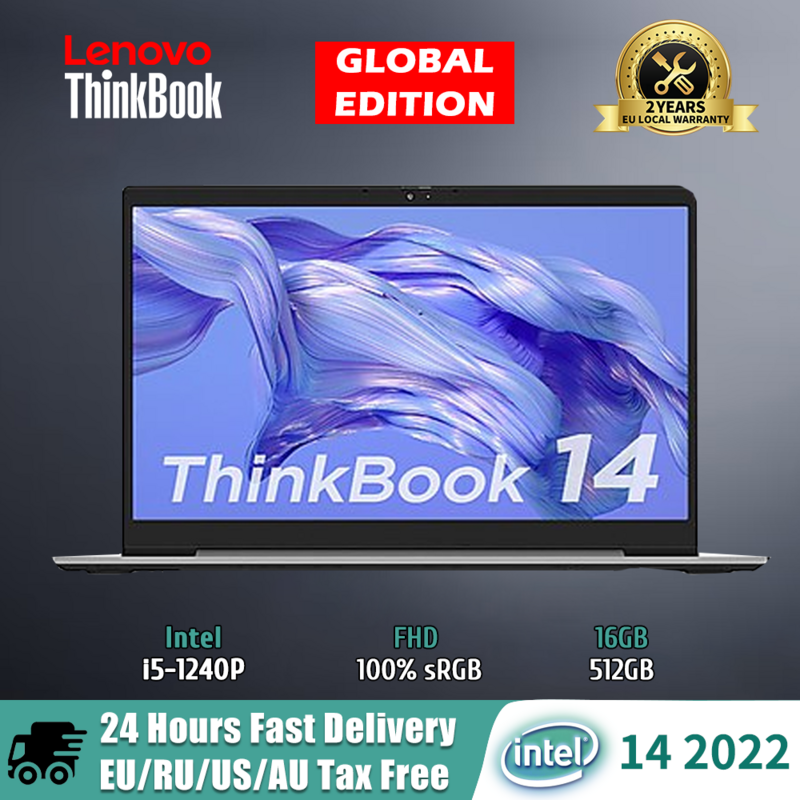 Lenovo-ordenador portátil ThinkBook 14 2022, Intel Core i5-1240P 12th, 16GB + 512GB SSD, DDR4, 14 pulgadas, FHD 100%, sRGB, Win11 Ultra Notebook
