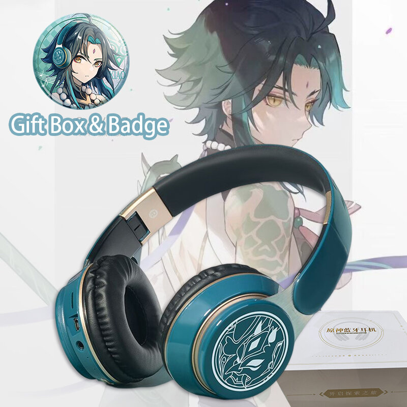 Anime genshin impacto fones de ouvido sem fio moda bluetooth confortável estéreo dobrável jogo fone de ouvido cosplay presente