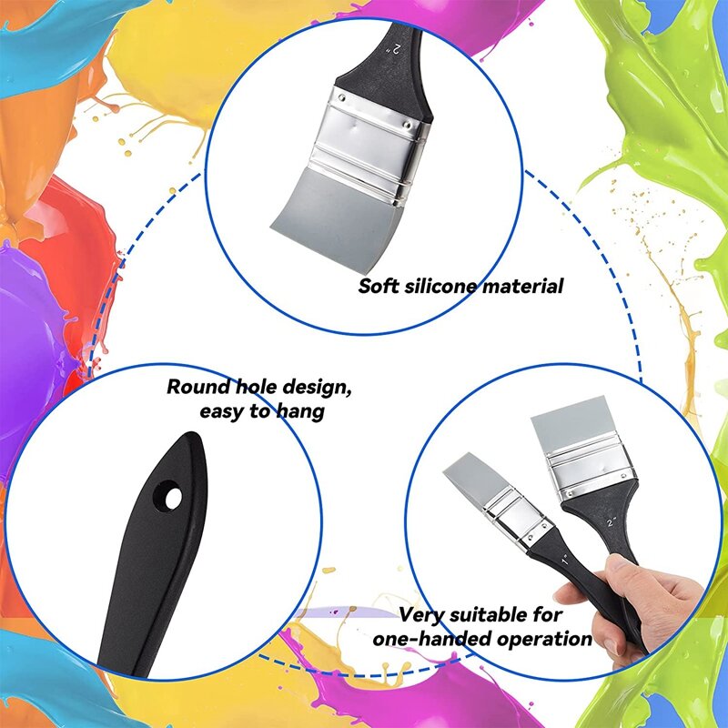 2 stück Silikon Pinsel Wies Eingefasst Solide Flache Flexible Acryl Und Wasser Basierend Malerei Werkzeug (1 Zoll, 2 zoll)