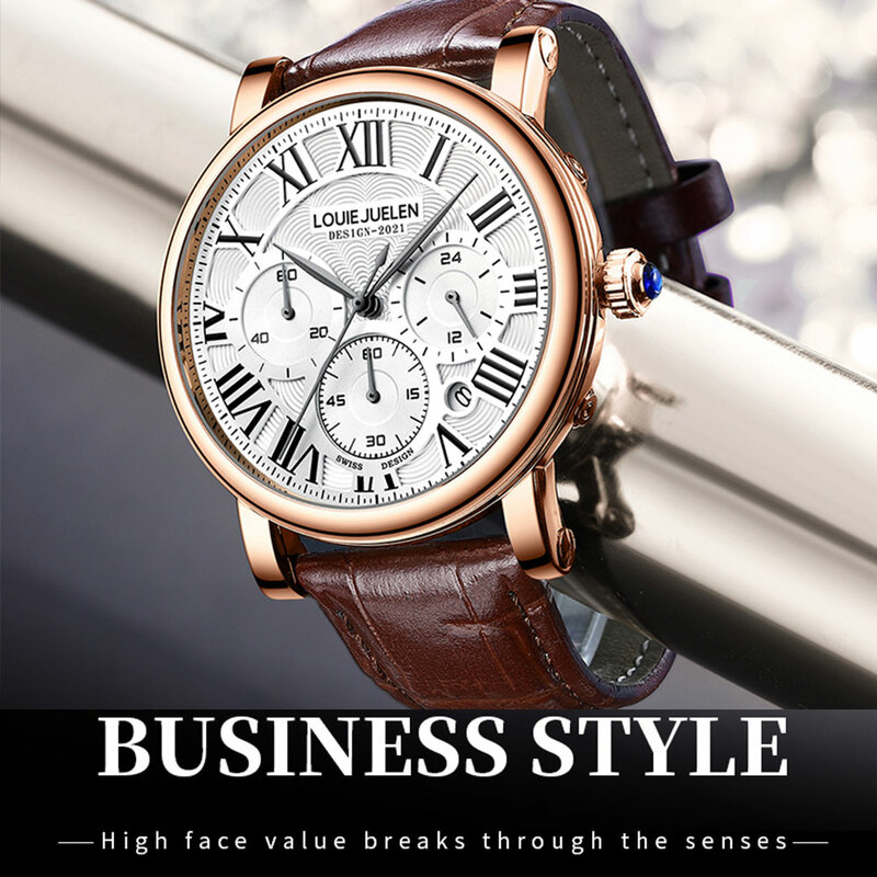 Belushi Man Watch The Water Proof Leather Strap Watch for Men Free Shipping Men'S Watches Luxury Original Quartz Wristwatches