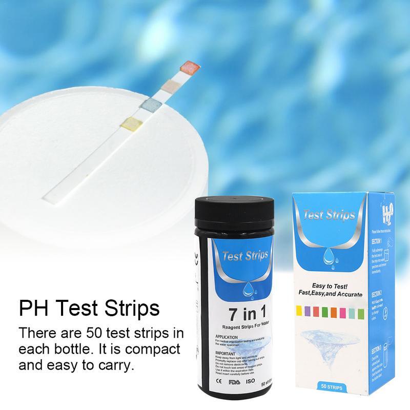50PCS Water Quality Test 7 In 1 Strips Aquarium Fish Tank PH Level Testing Papers For Drinking Water Fish Tanks Swimming Pools