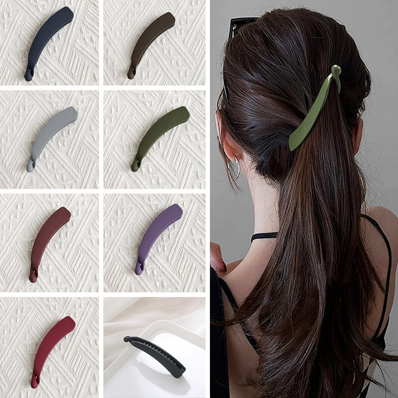 2022 Solid Color Frosted Banana Clip Hair Clips for Women Fashion Hair Claws Barrettes Ponytail Holder Hairpins Hair Accessories