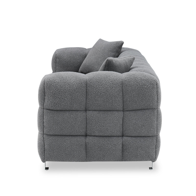 [Flash Sale]81" Modern Minimalist Bread Sofa Includes 2 Pillows White/Grey/Blue/Green Fleece for Living Room Bedroom[US-W]