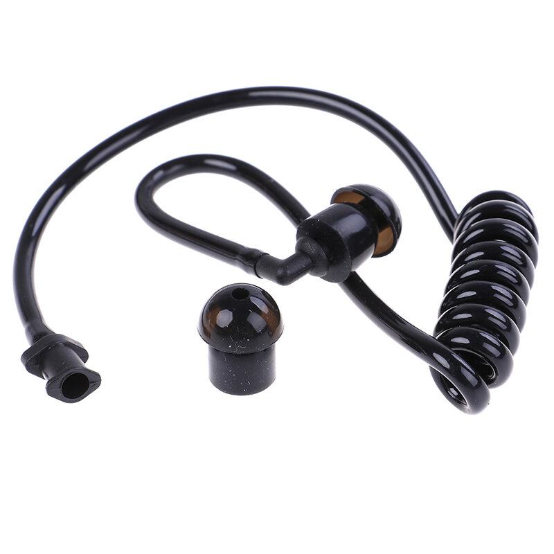 Tubo de aire de resorte negro para walkie-talkie, bobina de auricular, tubo de aire acústico, repuesto de tapones para auriculares de Radio bidireccional