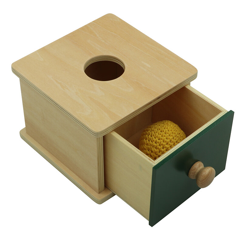 Caja de madera de materiales de aprendizaje Montessori, caja Imbucare educativa con bola de punto, juguete sensorial básico de habilidad vital para niños