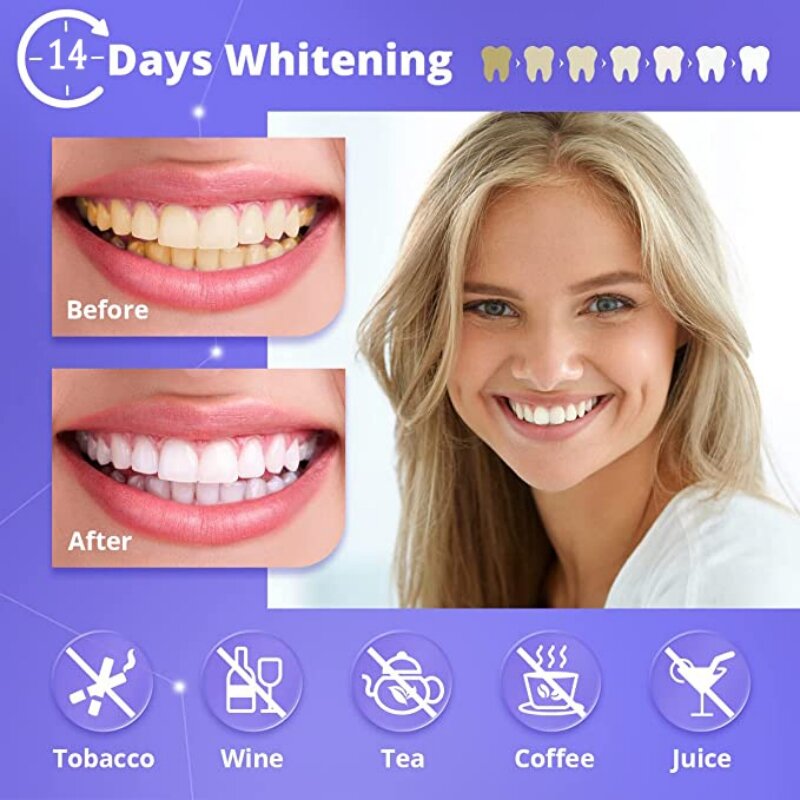 Flow Week-tiras blanqueadoras de dientes, blanqueadores dentales, eliminación de manchas dentales, cuidado de higiene bucal, carillas de dientes postizas, color blanco 5D