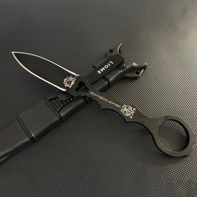 سكين مستقيم تكتيكي 176 من Liome 440 من الفولاذ المقاوم للصدأ للتخييم والصيد للدفاع عن سلامة السكاكين الثابتة حقيبة ظهر للجيب أداة EDC