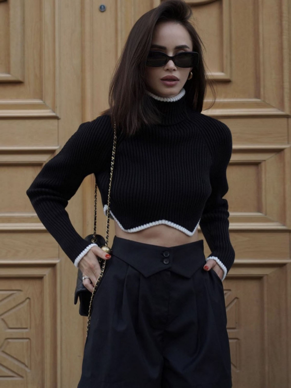Turtleneck Crop Sweater Women Fashion Christmas Sweaters 2022 Winter Solid Knitted Long Sleeve Slim Pullovers Jumpers Knitwears