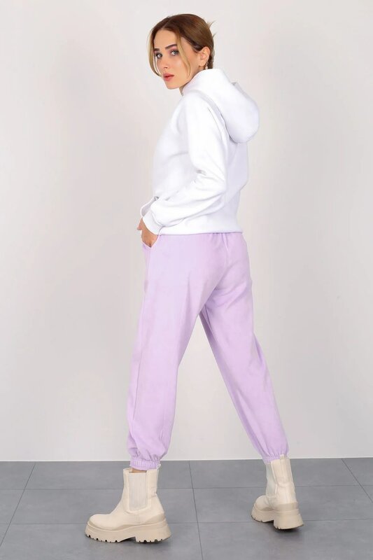 Facette Women 2021291298 Lilac Velvet Textured Short Sweatpants