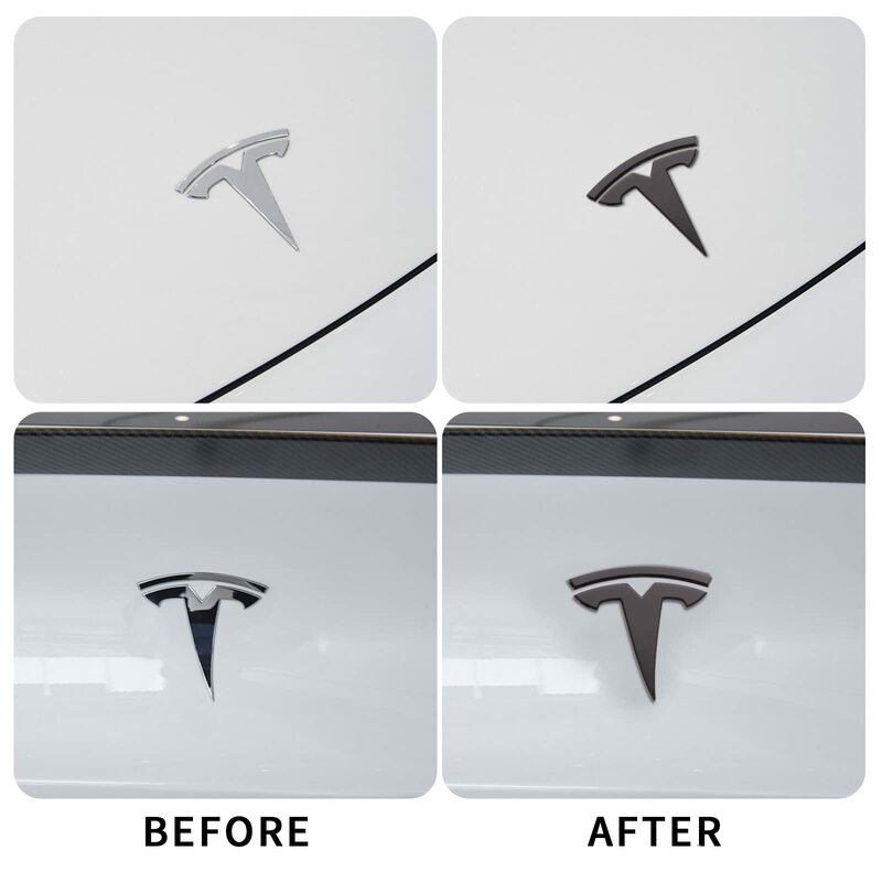 Pegatinas con logotipo de 3 piezas para Tesla Model Y 3, para maletero delantero Y trasero, estilo de volante, emblema, pasta negra mate, accesorios para coche