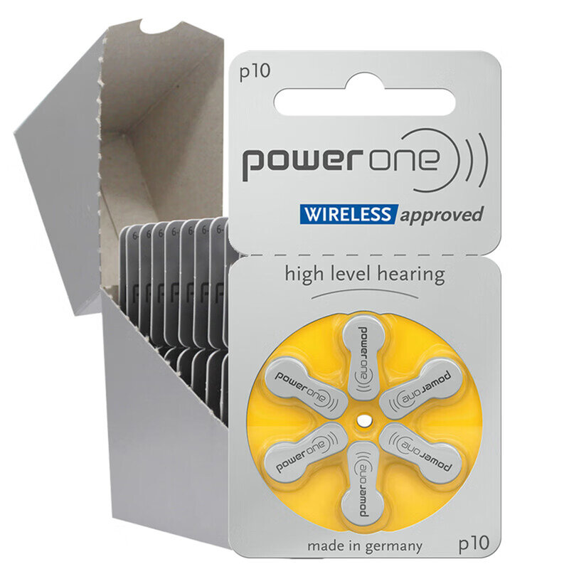 بطارية جهاز مساعدة السمع p10 من Power One بطارية لاسلكية من الزنك تعمل لاسلكيًا ومزودة بالزئبق بقوة 1.45 فولت PR70 بطاريات مساعدة في السمع