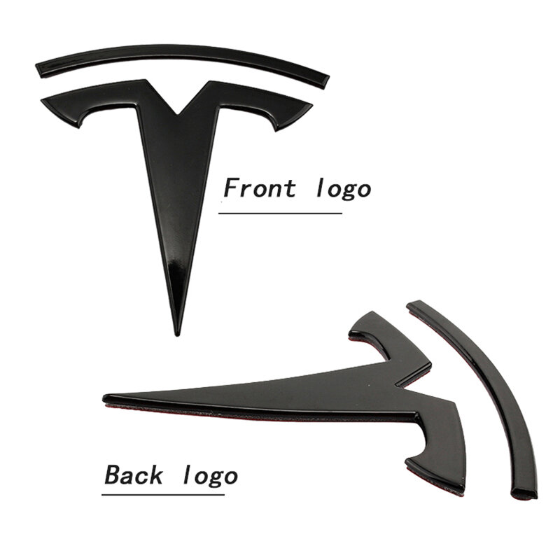 รถโลโก้เปลี่ยนสติกเกอร์สำหรับ Tesla รุ่น3ด้านหน้าด้านหลัง Trunk T โลโก้ป้ายสัญลักษณ์สติกเกอร์โลหะ...