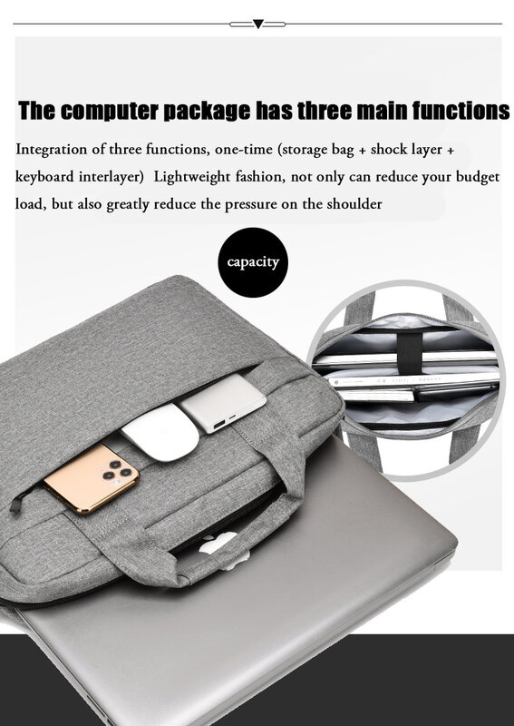 กระเป๋าแล็ปท็อป12 13.3 15.6 14นิ้วโน๊ตบุ๊คกระเป๋าสำหรับ Macbook Air Pro M1 Lenovo Dell Huawei กระเป๋าถือกระเป๋าเอกสาร