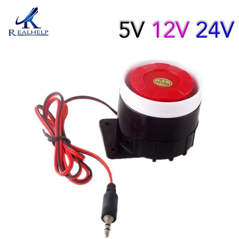 Mini alarma con Cable de 72mm, bocina de sirena fuerte de 120dB para sistema de sonido de seguridad para el hogar, DC12V 24V 5V