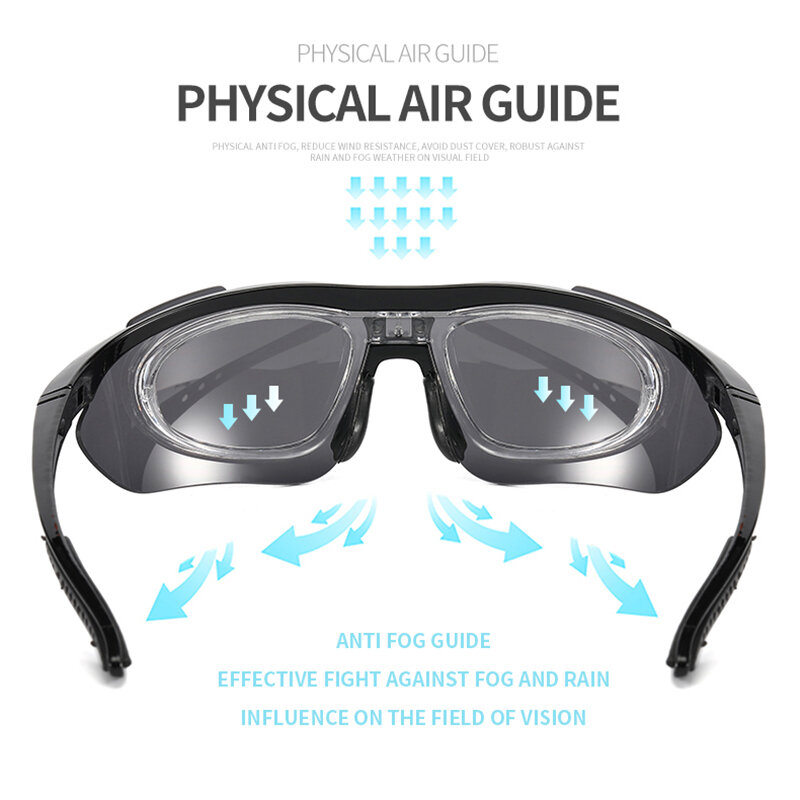 Kacamata Olahraga Terpolarisasi Kacamata Sepeda Luar Ruangan Kacamata Hitam Pria MTB Gunung Bersepeda UV400 Kacamata Perlindungan Jalan Sepeda 5 Lensa