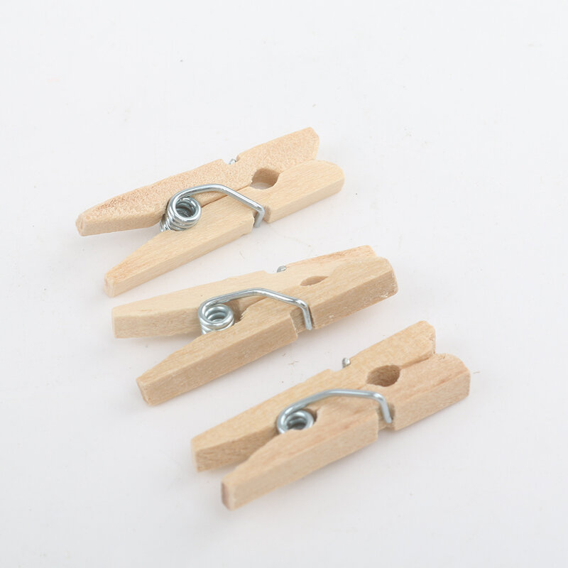 50/100PCS 2.5CM Mini Natural Wooden Clothes Photo Paper Clothespin Craft Clips Portable Wood Clamp