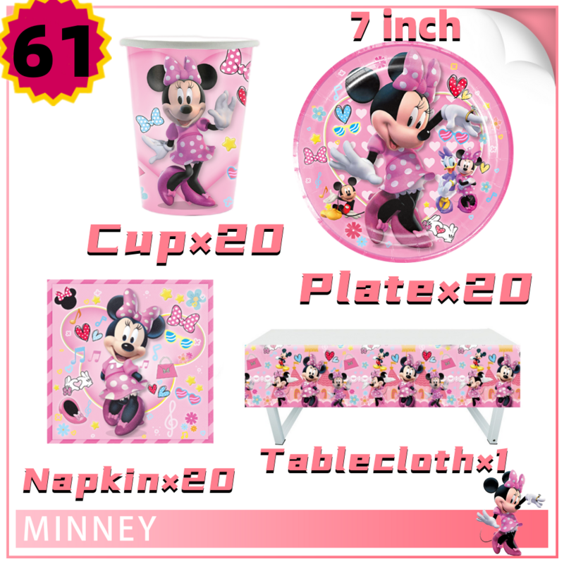 Novo disney minnie mouse decorações de festa rosa minnie tema utensílios de mesa conjunto balão chuveiro do bebê crianças menina festa de aniversário suprimentos