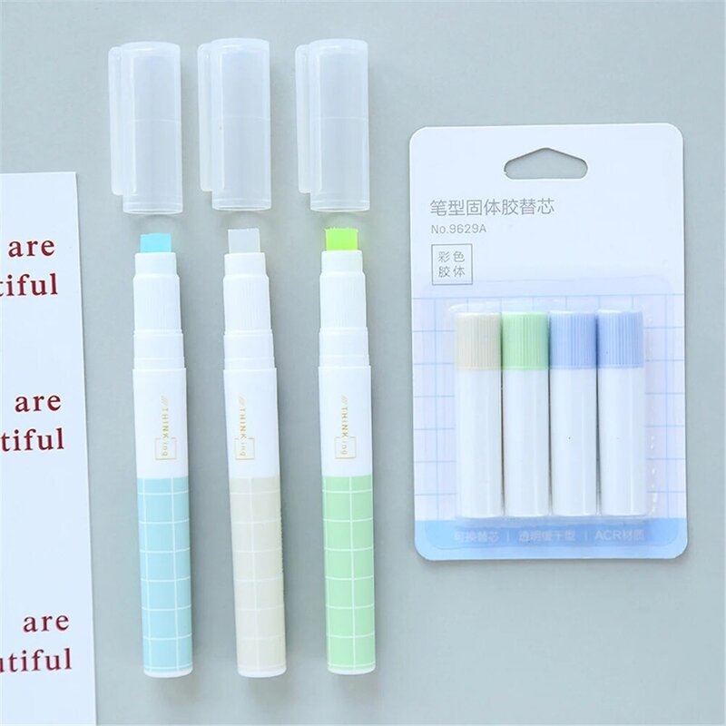 Jelly Color Fast Dry Cute Glue Stick Pen Shape Solid Color Glue Stick DIY Scrapbooking Diary Notebook Envelope Sealing Stickers