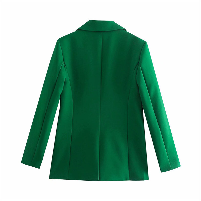Женский однотонный зеленый Блейзер, повседневный пиджак с английским воротником, модная весенне-осенняя Повседневная шикарная куртка, жен...