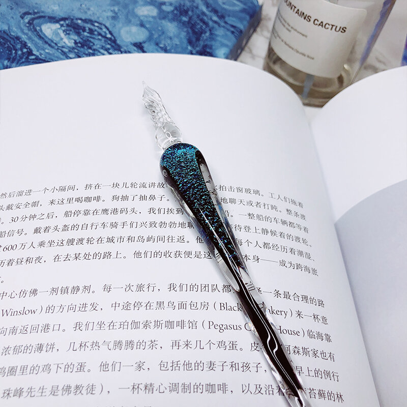 Creative Star Sky Handgemaakte Glazen Dip Pen Kalligrafie Vulpen Handtekening Pennen Leuke Geschenken Vullen Inkt