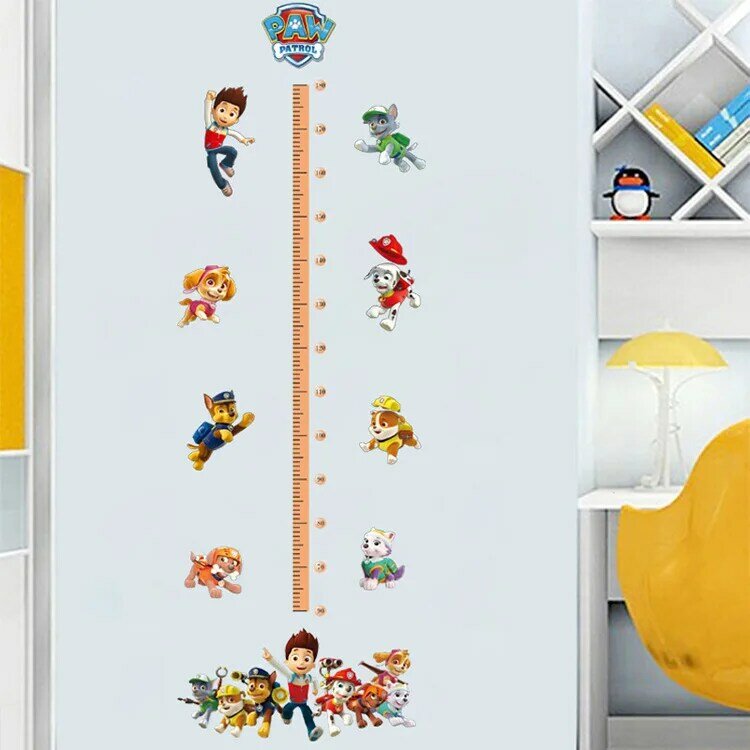 182cm 11 pçs paw patrol criativo adesivos de parede definir medição de altura papel de parede chase ryder decoração do quarto das crianças brinquedos presentes