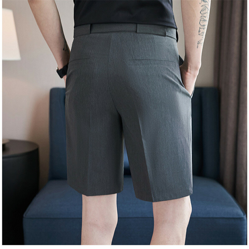 2022 estilo britânico verão em linha reta terno shorts para roupas masculinas simples fino ajuste de negócios formal wear respirável curto homme