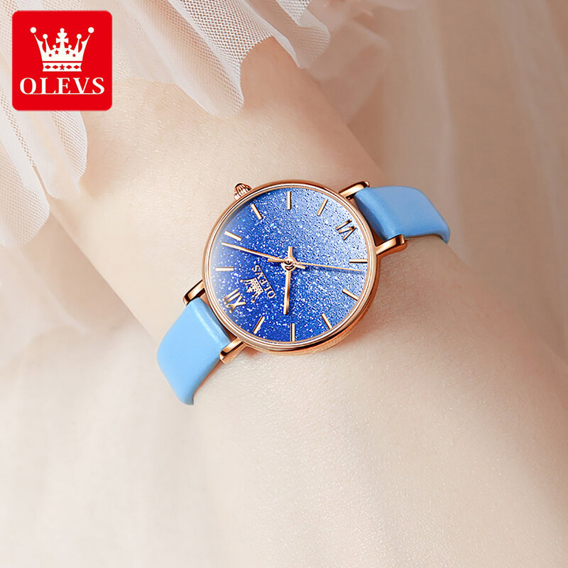 OLEVS Corium ремешок водонепроницаемые часы для женщин кварцевые высококачественные модные женские наручные часы