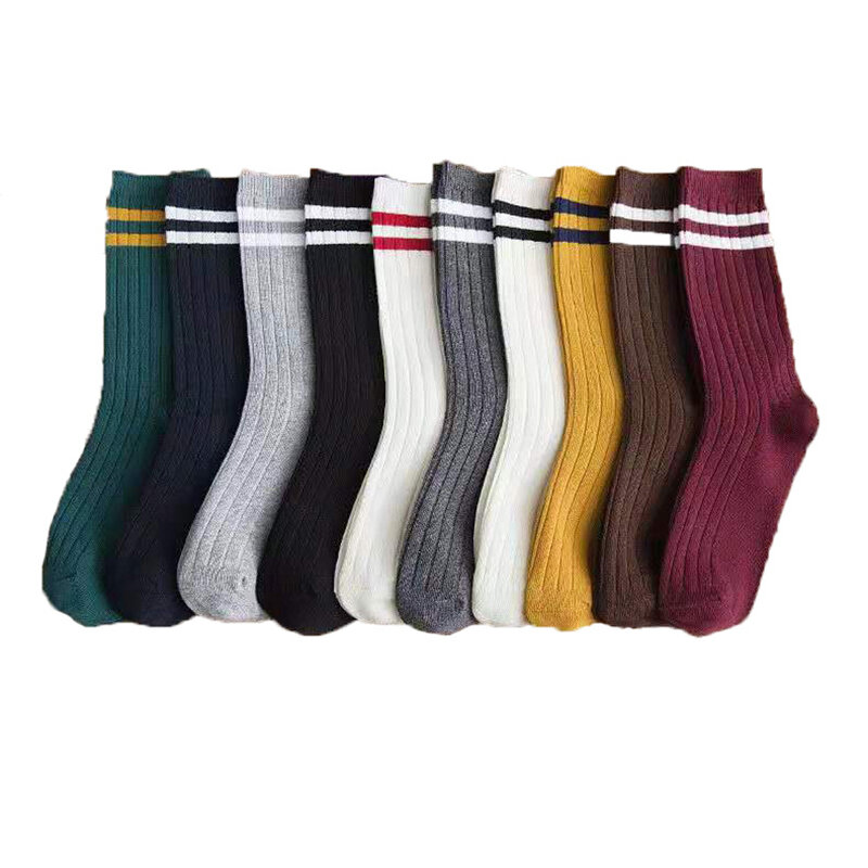Japanischen Lose Socken Hohe Schule Mädchen Harajuku Socken Solide Farben Nadeln Stricken Gestreiften Baumwolle Socken Frauen Socken Lange 1 paar