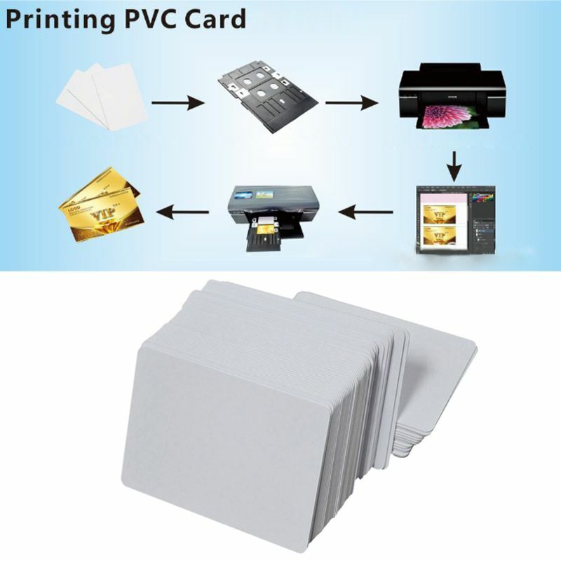 Tarjetas de Identificación de PVC de inyección de tinta en blanco Premium, 100 piezas, Impresión de doble cara de plástico blanco, tarjetas de identificación DIY