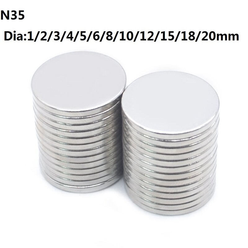 Magnete spessore1mm magneti Super potenti NdFeB magnete al neodimio sottile piccolo disco permanente N35 diametro 1/2/3/4/5/6/8/10/12/15/18/20mm