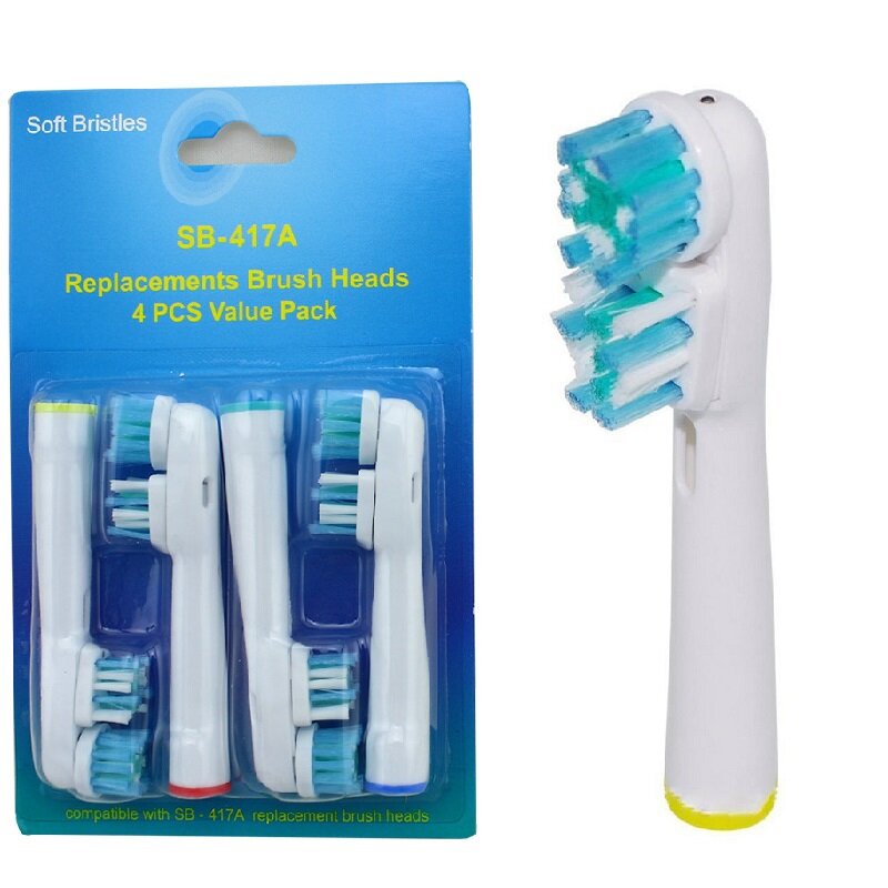 4ชิ้น/เซ็ตไฟฟ้าแปรงสีฟันเปลี่ยนหัวเปลี่ยนหัวแปรงสีฟันสำหรับ Oral B แปรงสีฟันหมุนได้หัวฉีด SB-417A ...