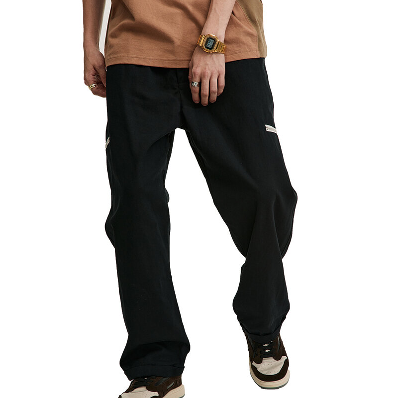 Pantalones largos de estilo Hip Hop para hombre, ropa de calle masculina de cintura elástica y recta, estilo Harajuku, con bolsillos de doble cara, informal, de gran tamaño