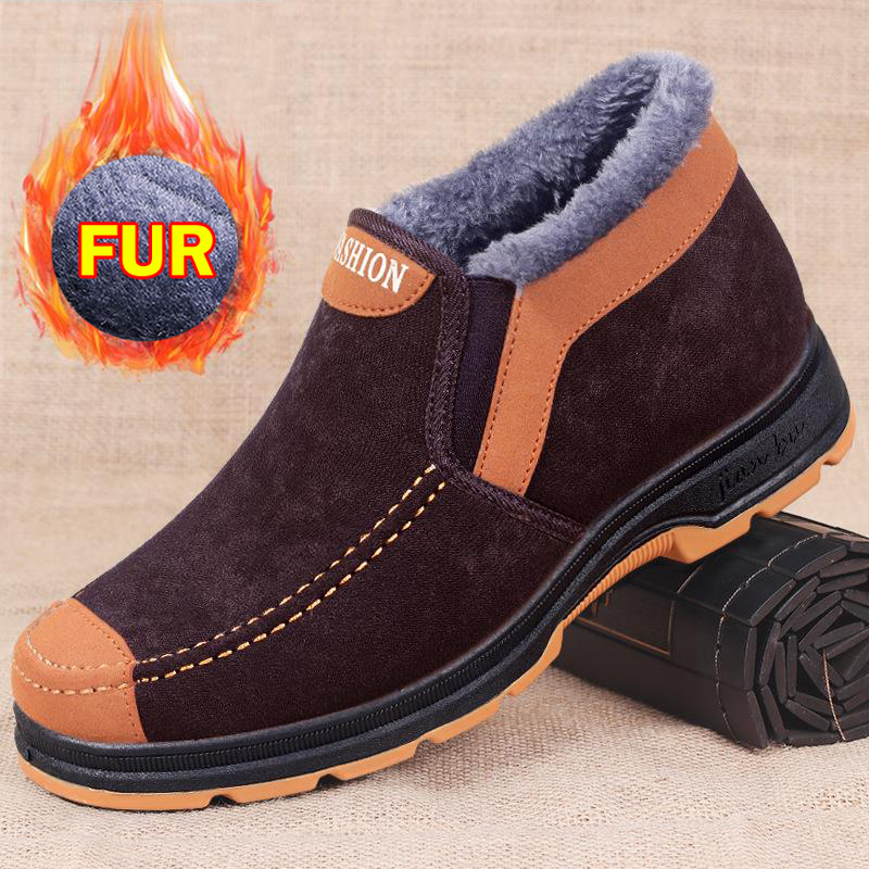 Snow Men Boots Military Shoes Man Male Winter Boots For Men Plus Size Men Shoes Slip On Men's Boots Plush Footwear Work Shoes