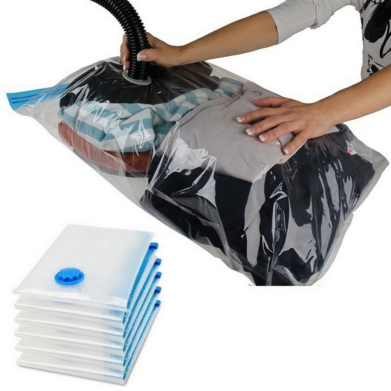 Hause Vakuum Tasche für Kleidung Quilt Transparent Lagerung Tasche Faltbare Organizer Platzsparende Dichtung Taschen Organisation