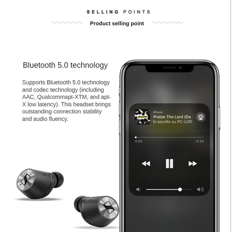 Sennheiser Momentum 2rd Headset Bluetooth Bisnis Olahraga Stereo In-Ear Headset Olahraga Noise Cancelling