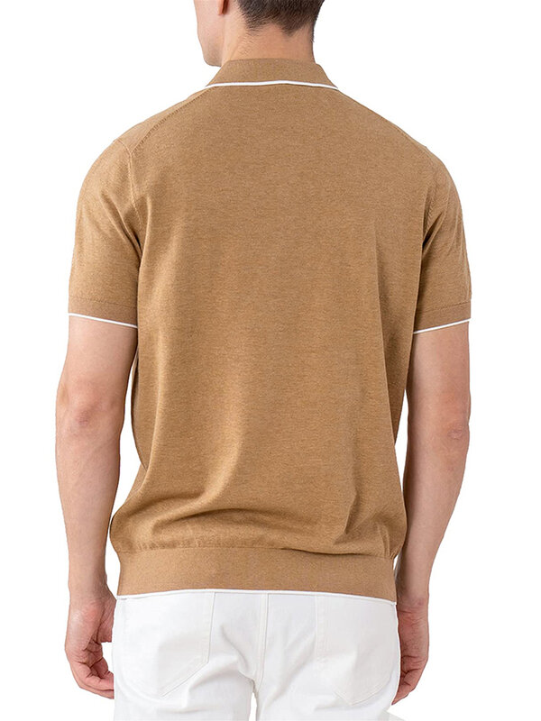 メンズ半袖ポロシャツ,綿100% のカジュアルなパーティーシャツ,クラシックなニットのストライプ