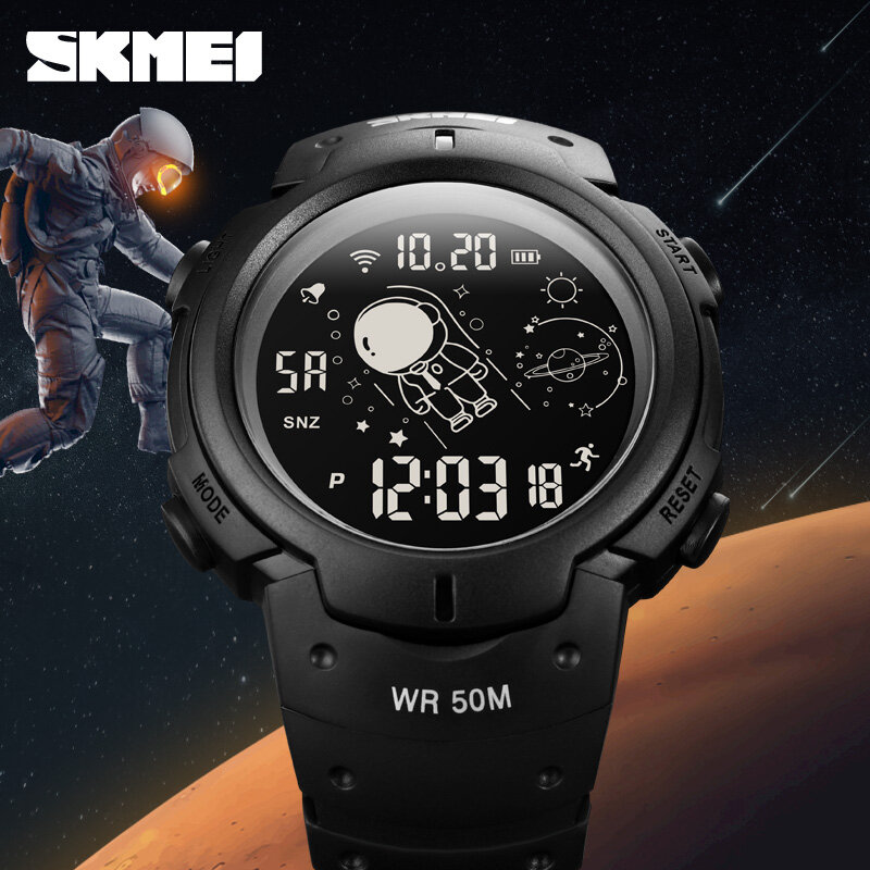 SKmei-メンズデジタルスポーツウォッチ,LEDディスプレイとカウントダウンを備えたファッショナブルなアウトドアスポーツ腕時計,耐水性アラーム
