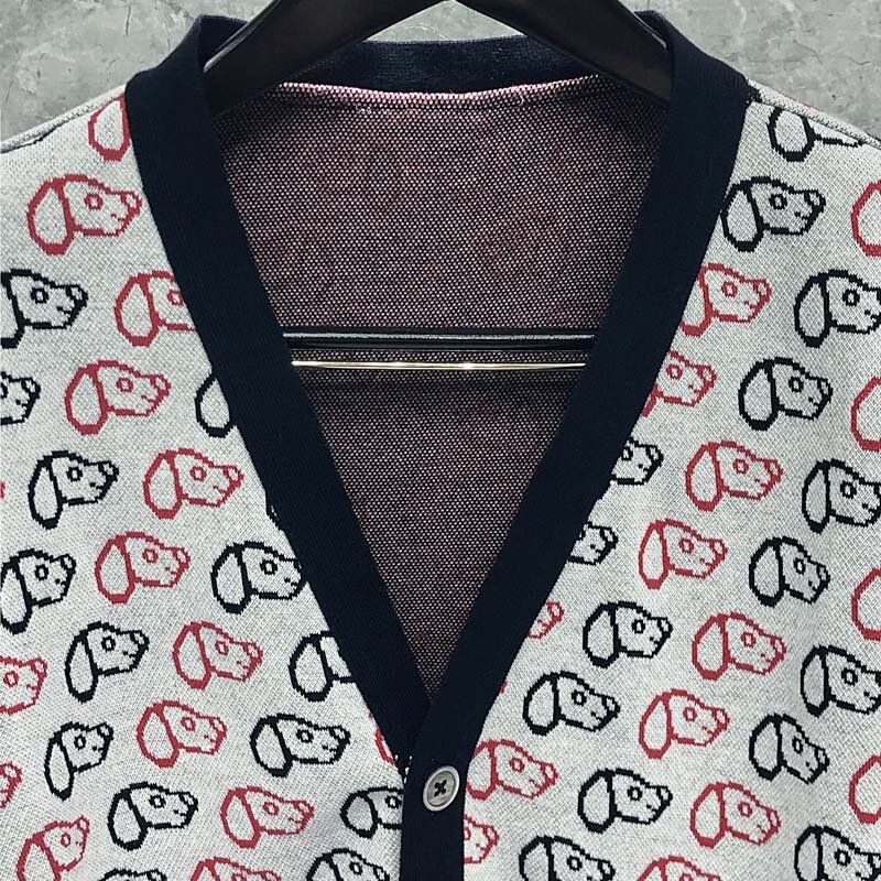 TB THOM-cárdigan de algodón para hombre, suéter informal de manga larga con botones, Tops de diseño de moda, con cuello en V