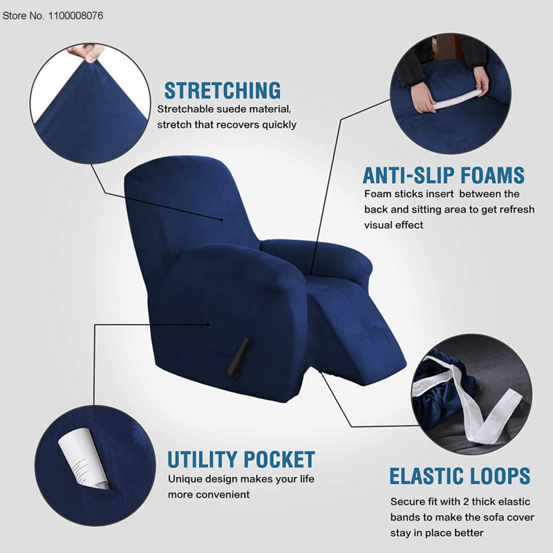 Suede Recliner Sofa Cover All-inclusive Massage Deck Lazy Boy Chair Covers Lounge Single Seat Couch Slipcover Armchair Cover