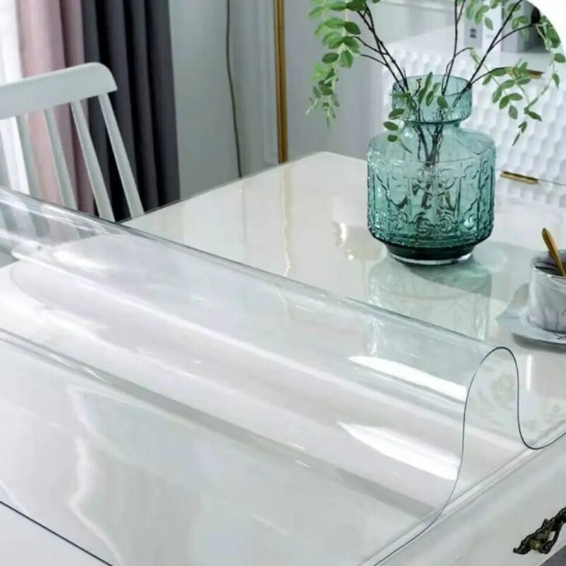 Toalha de mesa de vidro macio claro transparente pvc pano de mesa à prova doilágua oilproof cozinha jantar retangular capa de mesa