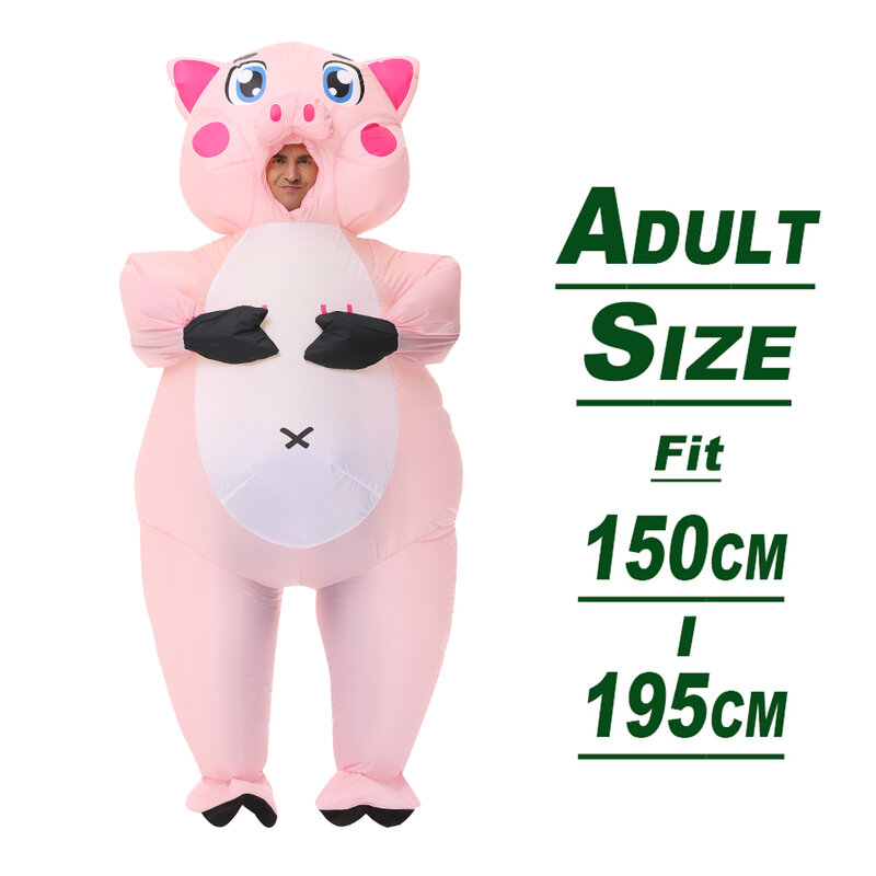 Disfraz inflable de Mascota de cerdo rosa para adultos, Disfraz de Halloween para hombre y mujer, juego de rol para fiesta