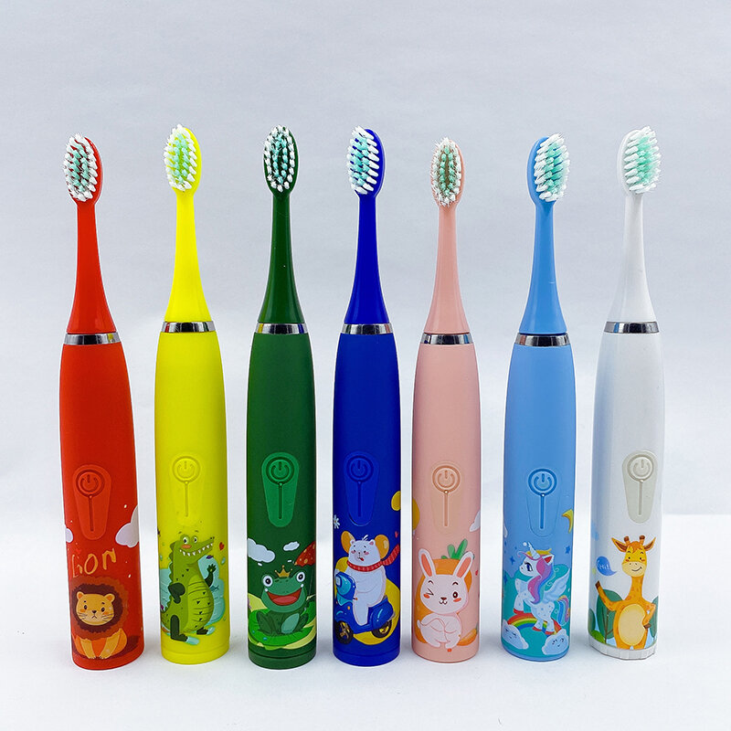 Modello di cartone animato spazzolino elettrico per bambini per bambini con sostituzione dello spazzolino da denti spazzolino elettrico ad ultrasuoni