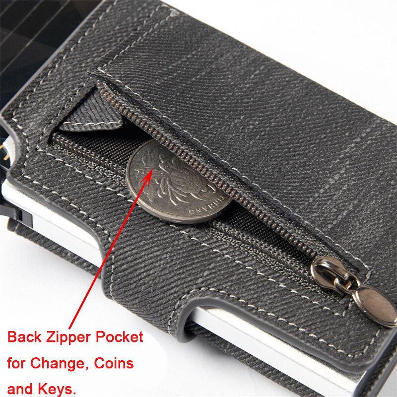 Niestandardowe grawerowanie portfel etui na karty kredytowe kobieta mężczyźni portfel skórzany anty-złodziej RFID inteligentne portfele z etui na karty kieszonka na monety kiesa