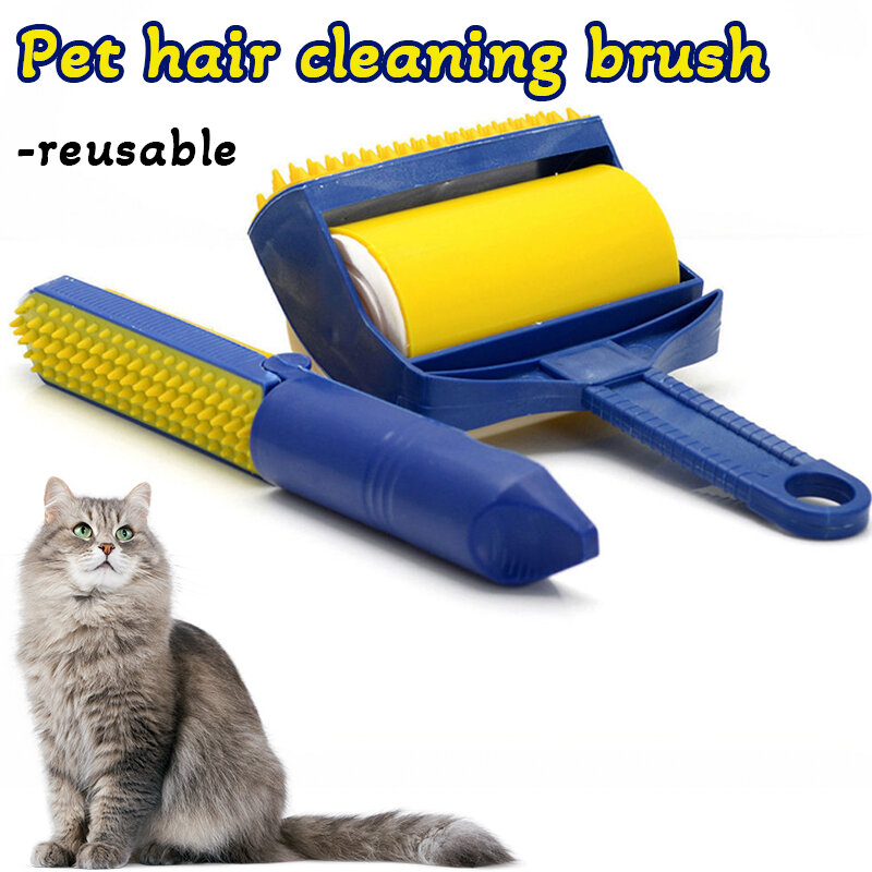 2Pcs/ Set Reusable Sticky Tool Picker Cleaner Lint Roller Pet Hair Remover Brush Clothing Carpet Furniture pet supplies for cats