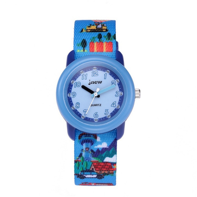 High Quality Children's Playground Cartoon Watch Waterproof Time Recognition Ribbon Quartz Watch Blue Dial Boy Girl Sports Clock